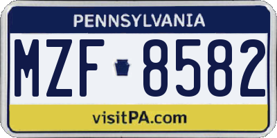 PA license plate MZF8582