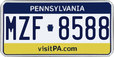 PA license plate MZF8588