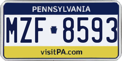 PA license plate MZF8593