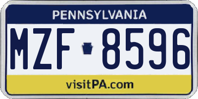 PA license plate MZF8596