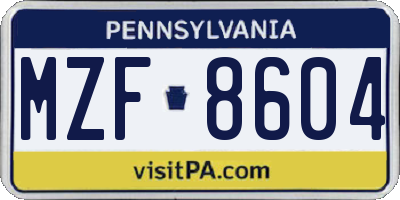 PA license plate MZF8604