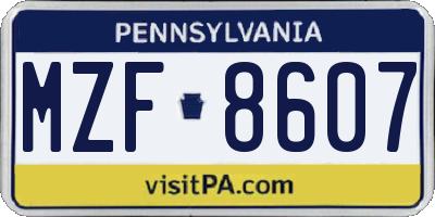 PA license plate MZF8607