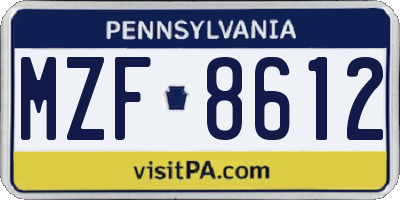PA license plate MZF8612