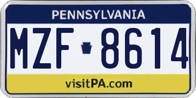 PA license plate MZF8614