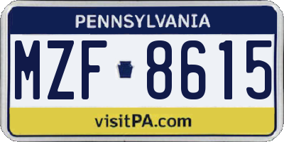 PA license plate MZF8615