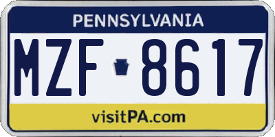PA license plate MZF8617