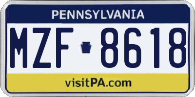 PA license plate MZF8618