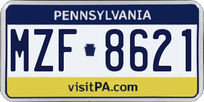PA license plate MZF8621