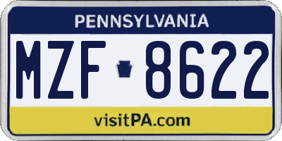 PA license plate MZF8622