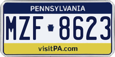 PA license plate MZF8623
