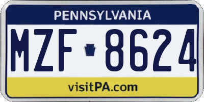 PA license plate MZF8624