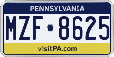 PA license plate MZF8625