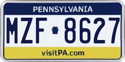 PA license plate MZF8627