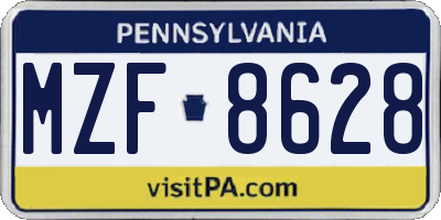 PA license plate MZF8628