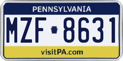PA license plate MZF8631