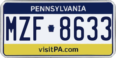 PA license plate MZF8633