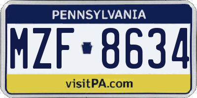 PA license plate MZF8634