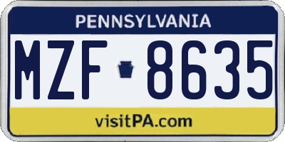 PA license plate MZF8635