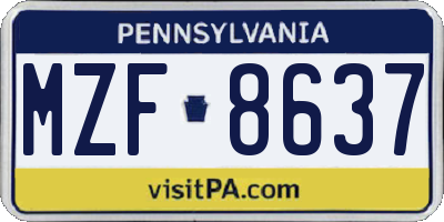 PA license plate MZF8637
