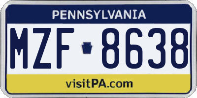 PA license plate MZF8638
