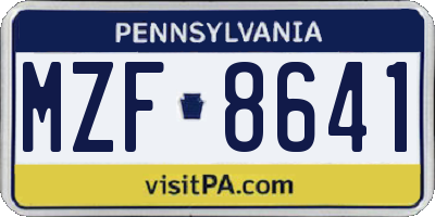 PA license plate MZF8641