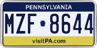 PA license plate MZF8644