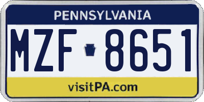 PA license plate MZF8651