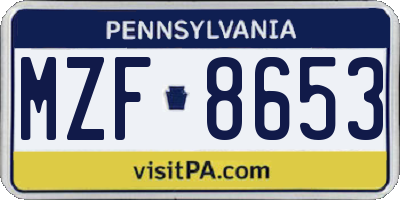 PA license plate MZF8653