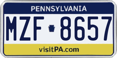 PA license plate MZF8657