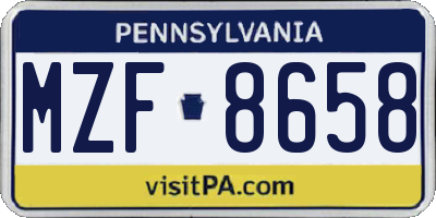 PA license plate MZF8658