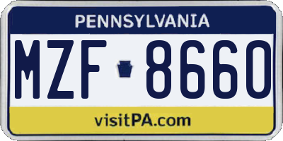 PA license plate MZF8660