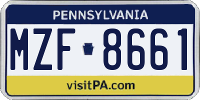 PA license plate MZF8661