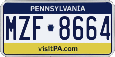 PA license plate MZF8664