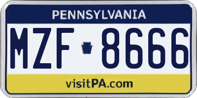 PA license plate MZF8666