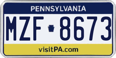 PA license plate MZF8673