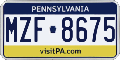 PA license plate MZF8675