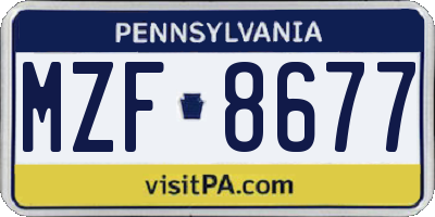 PA license plate MZF8677