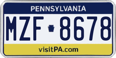 PA license plate MZF8678
