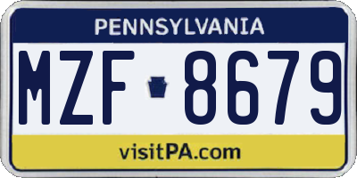 PA license plate MZF8679