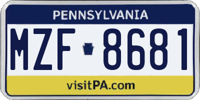 PA license plate MZF8681
