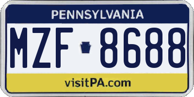 PA license plate MZF8688