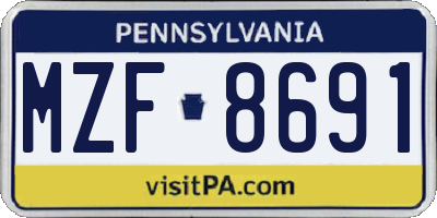 PA license plate MZF8691