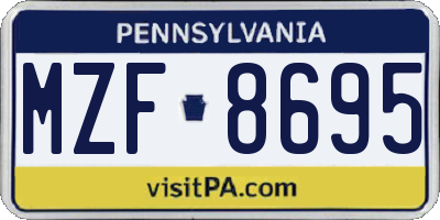 PA license plate MZF8695