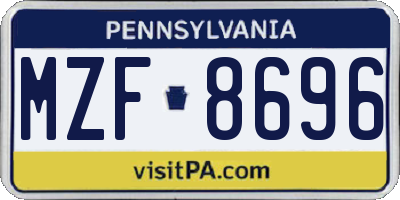 PA license plate MZF8696