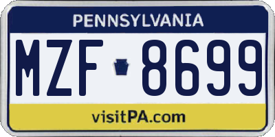 PA license plate MZF8699