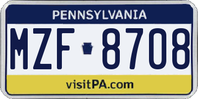 PA license plate MZF8708