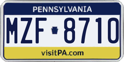 PA license plate MZF8710