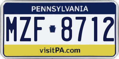 PA license plate MZF8712