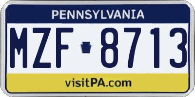 PA license plate MZF8713