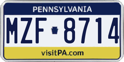 PA license plate MZF8714